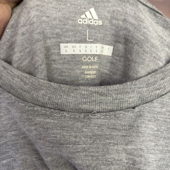 Adidas Golf T-Shirt Men L Logo Heather Gray Athletic Classic Short Sleeve Soft - Picture 4 of 5